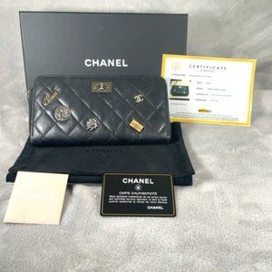 CHANEL Lucky Charm Calfskin Zip Around Wallet*Authentic*